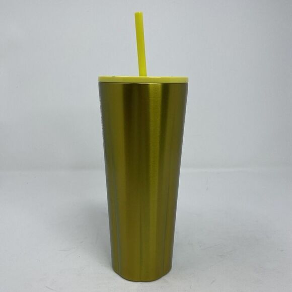 STARBUCKS Venti Stainless Steel Lime Puffy Cold Cup NEW Green Ombre Speckled Top - Picture 3 of 9